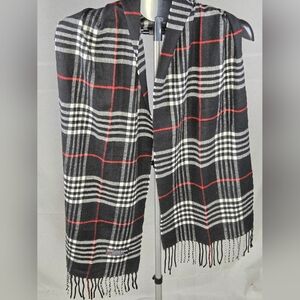 100% Cashmere Made In Scotland Fringe Plaid Heritage Dark Academia Scarf